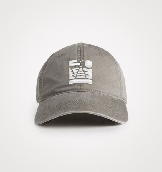 Faded charcoal cap with the embroidered white Semaphore Surf Co. jetty emblem on the front